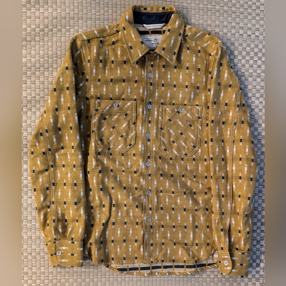 RGT Rogue Territory Mustard Geometric Pattern Cotton Brushed Flannel Mens Size S